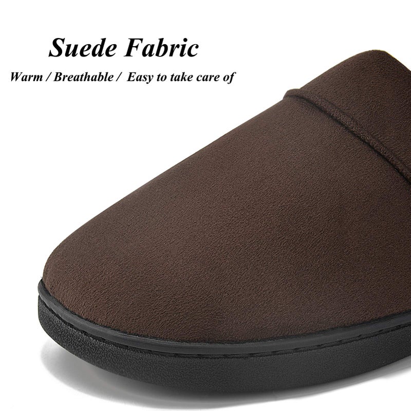 DL Men's Memory Foam Slippers with Fuzzy Plush Lining, Dark Brown, 9-10 - Image 4